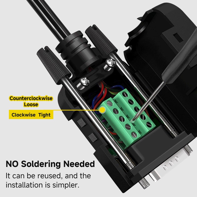 YIOVVOM DB9 Breakout Connector, Male 9 pin RS232 connectors, Solderless D-SUB RS485 Serial Adapter Module Board with Screw Terminals, Case (Male Serial Adapter + Nut) - Image 3